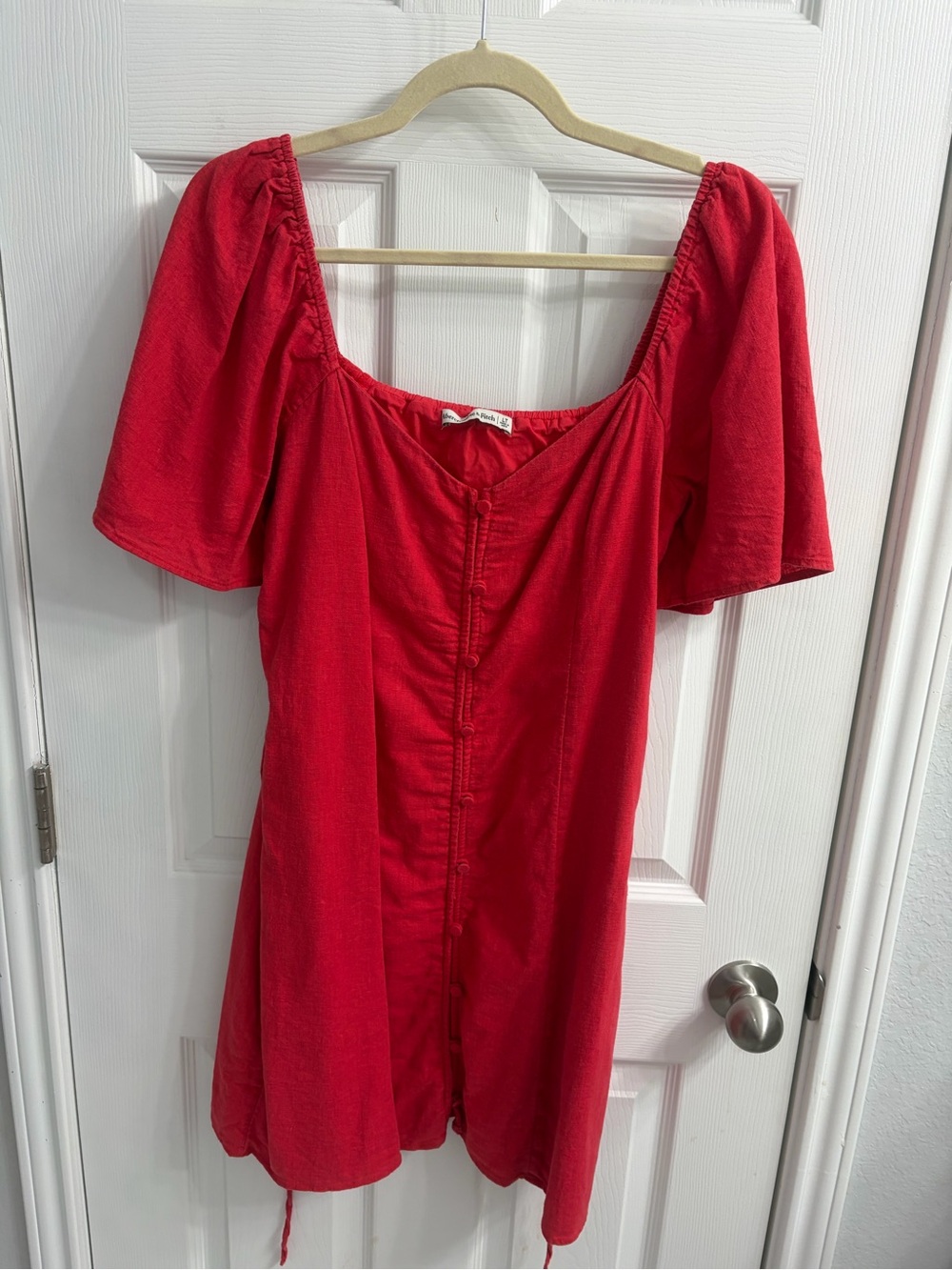Abercrombie & Fitch Vibrant Red Button-Front Top - Tall
